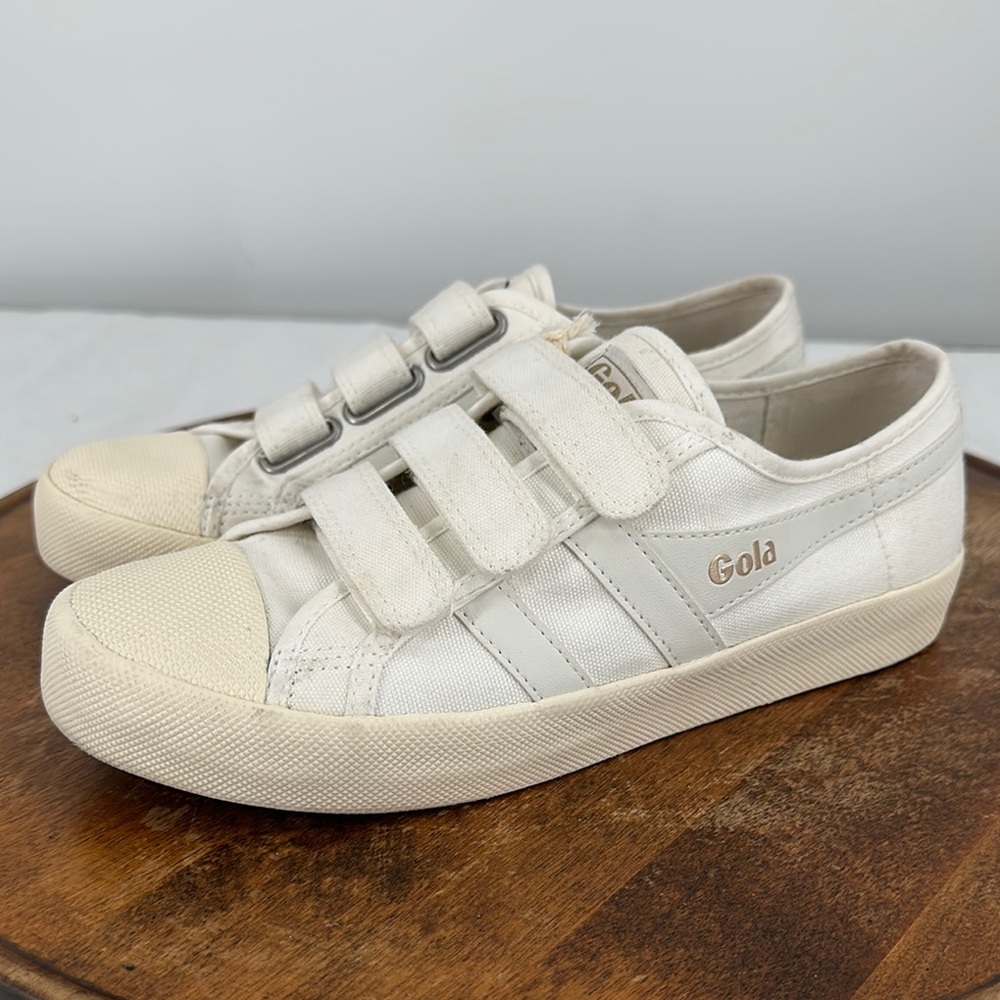 Gola Shoes Wm 7 Coaster Strap White Canvas Sneakers Vegan Retro Classic